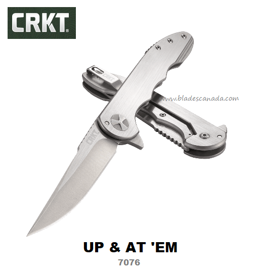 CRKT Up & At 'Em Framelock Flipper Knife, Stainless Handle, CRKT7076