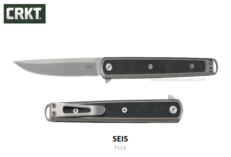 CRKT Seis Flipper Folding Knife, 1.4116 Steel, GRN Black/Grey, CRKT7123