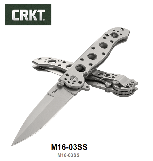 CRKT M16 Flipper Framelock Knife, 12C27 Sandvik, Stainless, CRKTM16-03SS