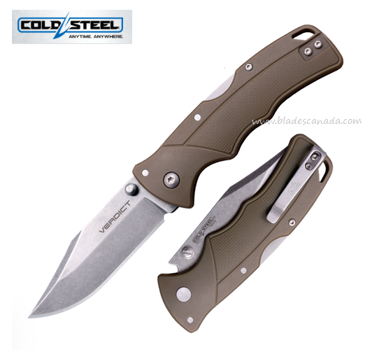 Cold Steel Verdict Folding Knife, 4116 SW 3" Clip Point, GFN FDE, FL-C3CPSSFDE