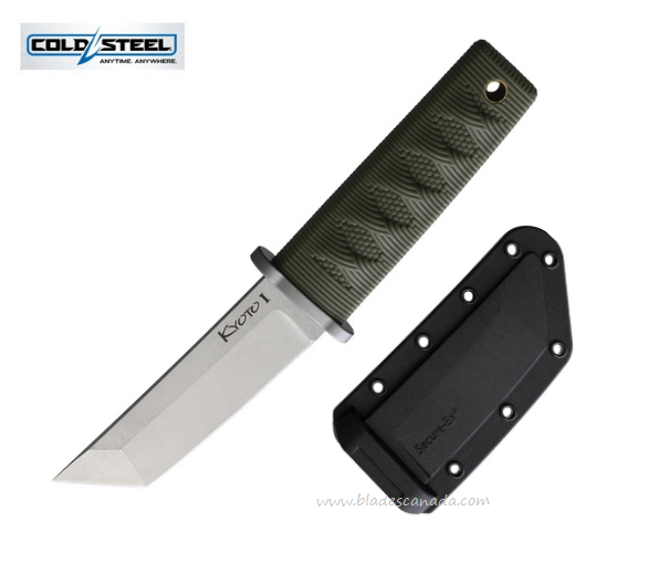Cold Steel Kyoto II Fixed Blade Knife, SW Tanto, OD Green Handle, 17DAODSW