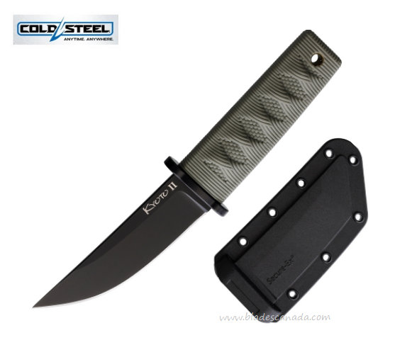 Cold Steel Kyoto II Fixed Blade Knife, Black Blade, OD Green Handle, 17DBODBK