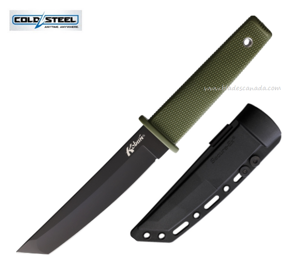 Cold Steel Kobun Fixed Blade Knife, AUS8A Black, OD Green, 17TODBK