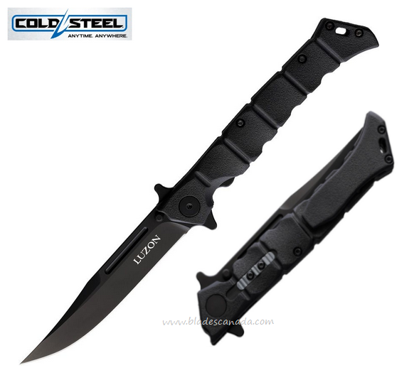 Cold Steel Medium Luzon Flipper Folding Knife, Black Blade, GFN Black, 20NQLBKBK