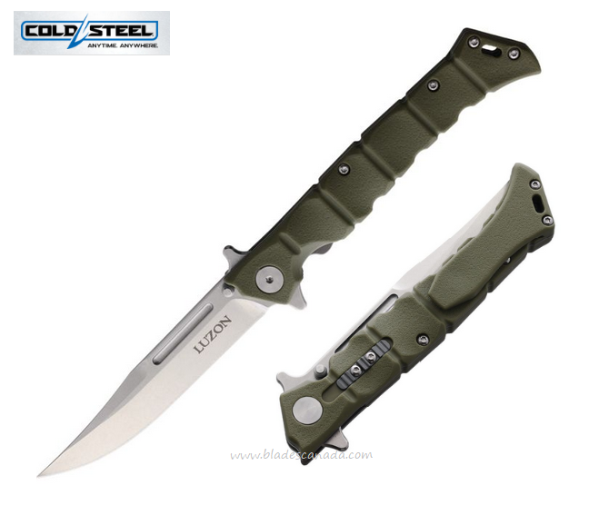 Cold Steel Medium Luzon Flipper Folding Knife, GFN OD Green, 20NQLODSW