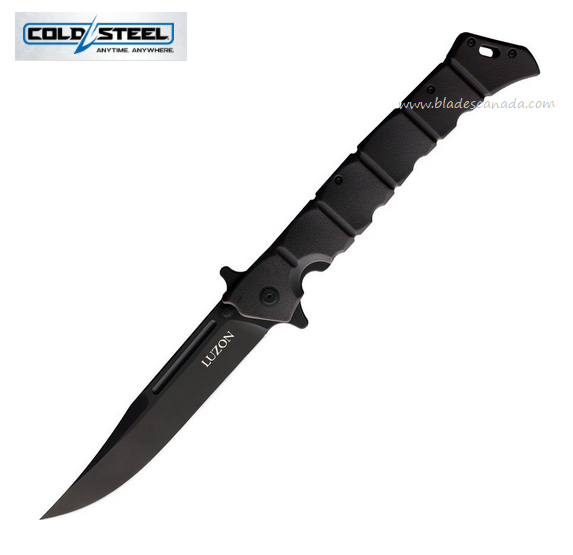 Cold Steel Large Luzon Flipper Folding Knife, Black Clip Point, GFN Black, CS20NQXBKBK