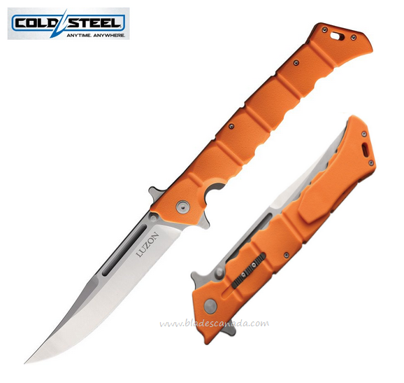 Cold Steel Large Luzon Flipper Folding Knife, Satin Blade, GFN Orange, 20NQXORST