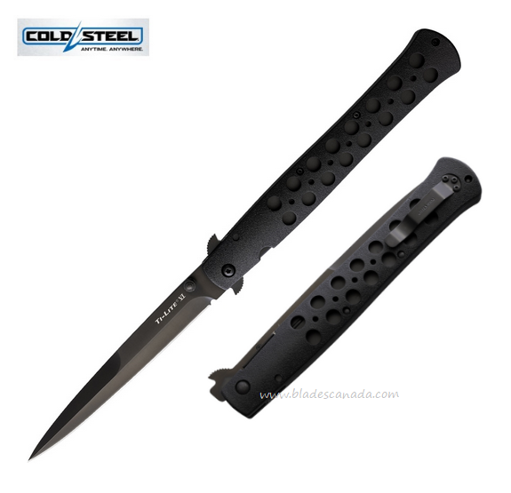 Cold Steel Ti-Lite Flipper Folding Knife, AUS8A Black 6", Black Handle, 26SXPBKBK
