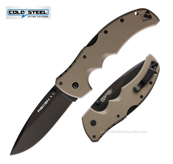 Cold Steel Recon 1 Folding Knife, CPM S35VN Black, G10 Dark Earth, 27BSDEBK