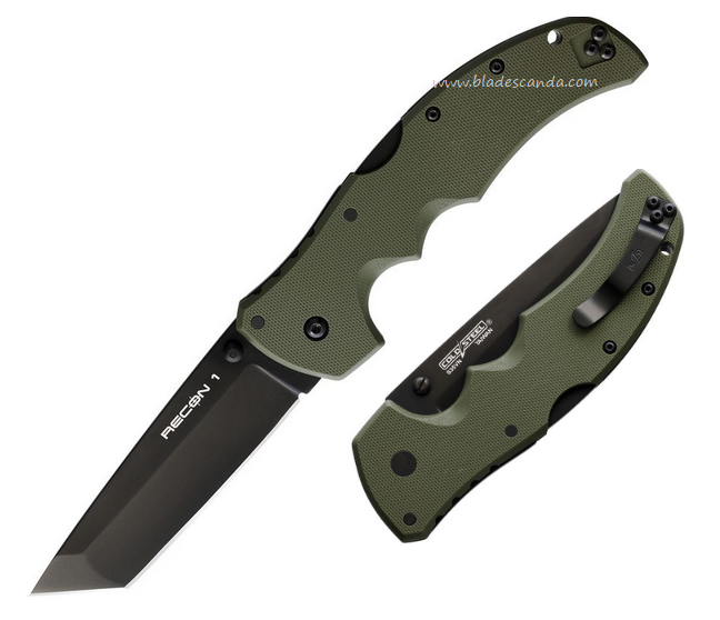 Cold Steel Recon 1 Folding Knife, CPM S35VN Black, G10 OD Green, CS27BTODBK