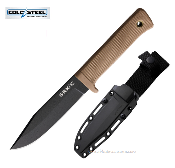Cold Steel SRK Compact Fixed Blade Knife, SK5 Black, Desert Tan, 49LCKDDTBK
