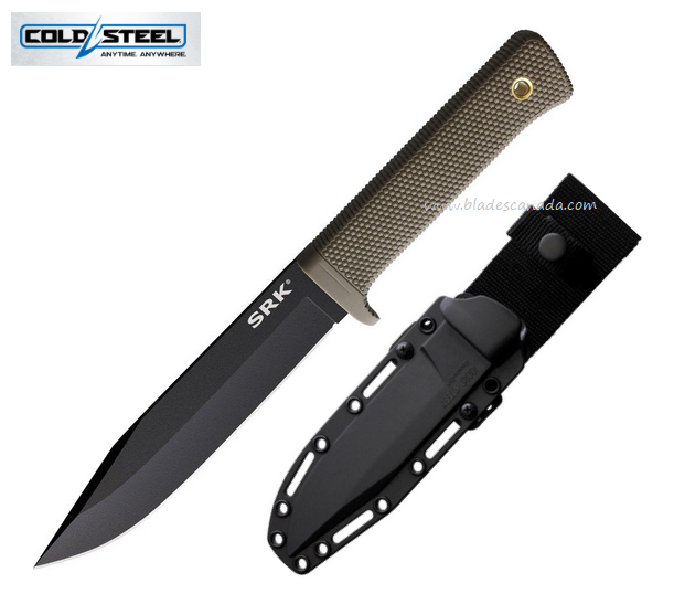 Cold Steel SRK Fixed Blade Knife, SK5 Black, Dark Earth Handle, 49LCKDEBK
