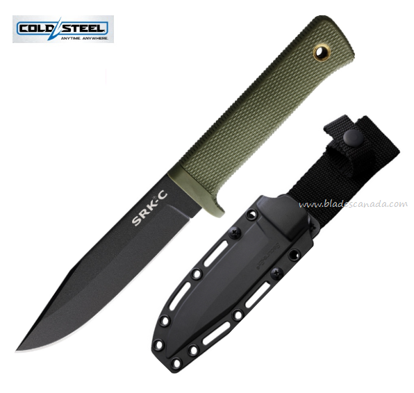 Cold Steel SRK Compact Fixed Blade Knife, SK5 Black, OD Green, CS-49LCKD-ODBK