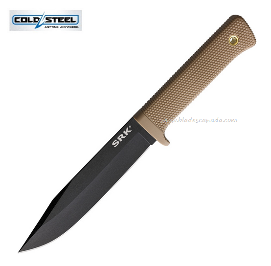 Cold Steel SRK Fixed Blade Knife, SK5 Black 6", Desert Tan, CS-49LCK-DTBK