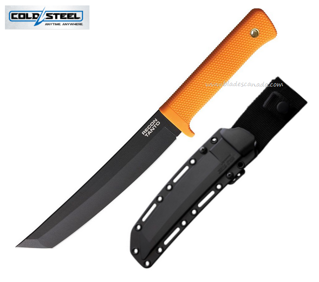 Cold Steel Recon Fixed Blade Knife, SK5 Black, Orange Handle, 49LRTORBK