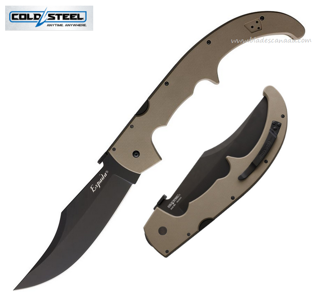 Cold Steel XL Espada Folding Knife, AUS 10A Black, G10 Dark Earth, 62MGCDEBK