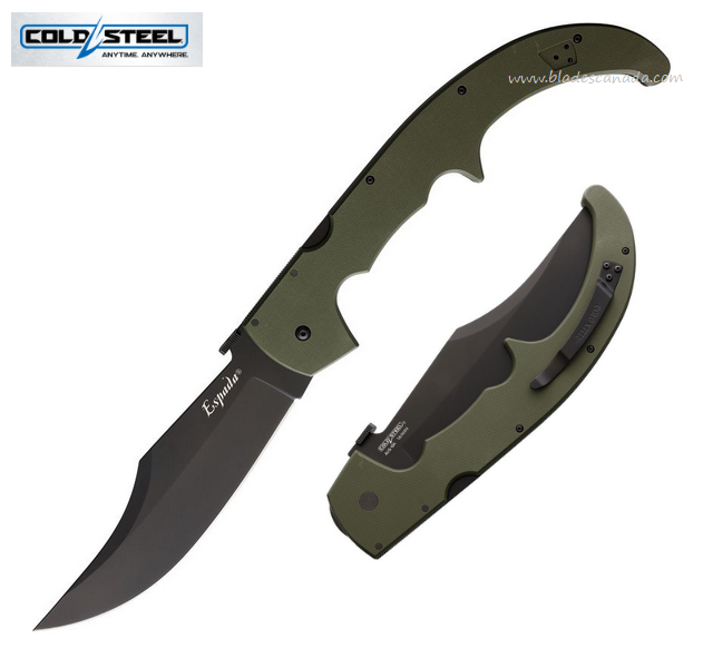 Cold Steel XL Espada Folding Knife, AUS 10A Black, G10 OD, 62MGCODBK