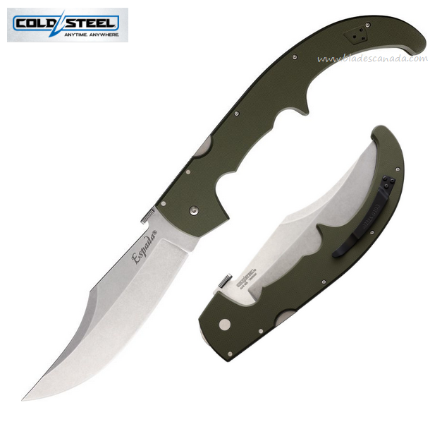 Cold Steel XL Espada Folding Knife, AUS 10A SW, G10 OD, 62MGCODSW