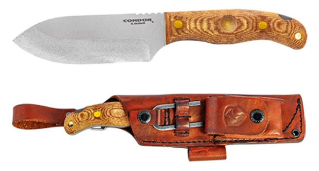 Condor Toki Fixed Blade Knife, 1075 Carbon, Micarta, Leather Sheath, CTK3920-4.7