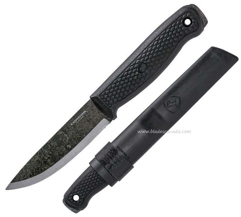 Condor Terrasaur Fixed Blade Knife, 1095 Carbon, Black Handle, CTK3945-4.1