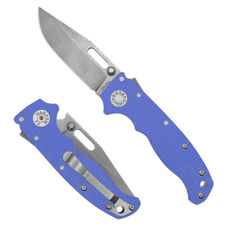 Demko AD20.5 Shark Lock Folding Knife, 20CV Clip Point, G10 Blue #2, 096759