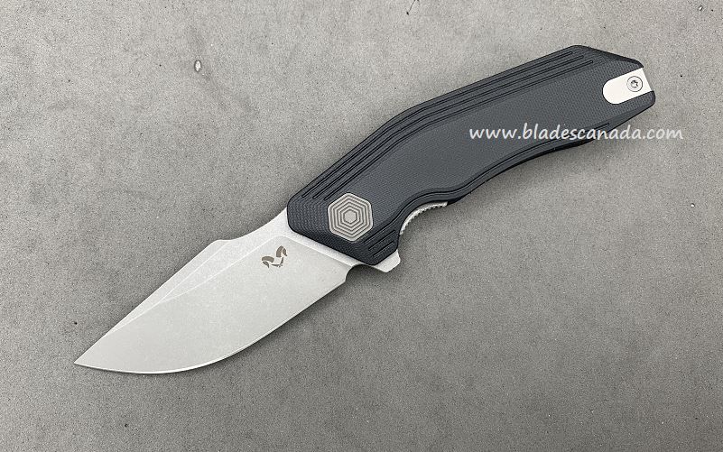 Damned Designs Basilisk Flipper Folding Knife, 14C28N SW, G10 Black, DMN001GB