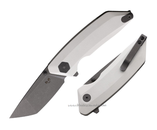 Damned Designs Chimera Flipper Folding Knife, 14C28N, G10 White, DMN009GW