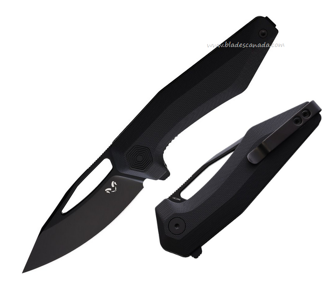 Damned Designs Brhama Flipper Folding Knife, 14C28N Black, G10 Black, DMN010GBB