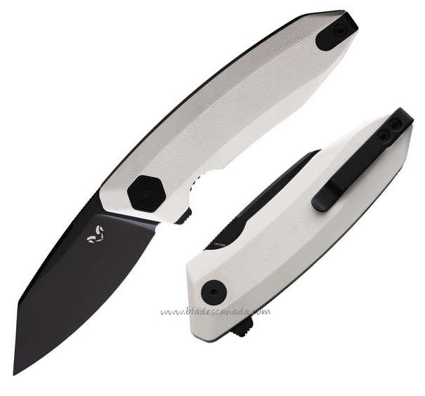 Damned Designs Wraith Flipper Folding Knife, 14C28N Black, G10 White, DMN011GWB