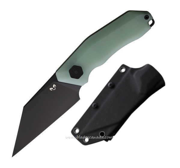 Damned Designs Ferir Fixed Blade Knife, 14C28N Black, G10 Jade, DMN013GBLK