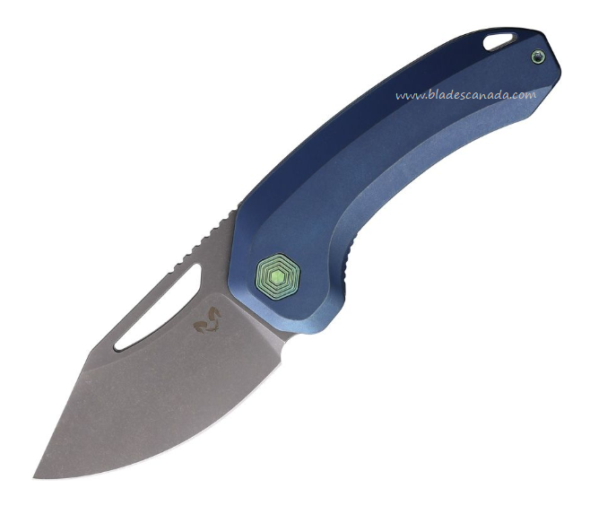 Damned Designs Anzu XL Flipper Framelock Knife, S35VN, Titanium Blue, DMN016XLTBL2