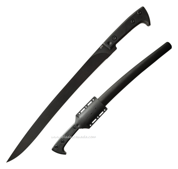APOC Survival Yataghan Fixed Blade Knife, 9260 Black, G10 Black, 35520