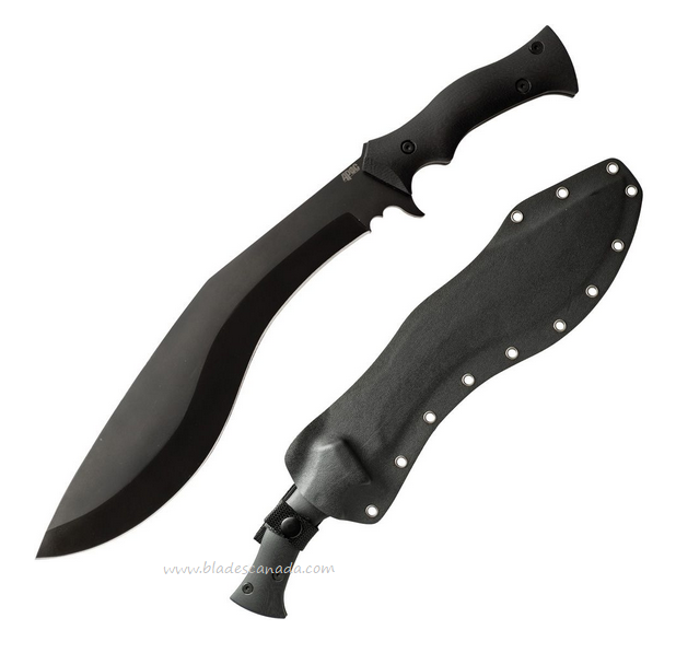 APOC Kukri Machete Fixed Blade Knife, 9260 Black, G10 Black, 35540