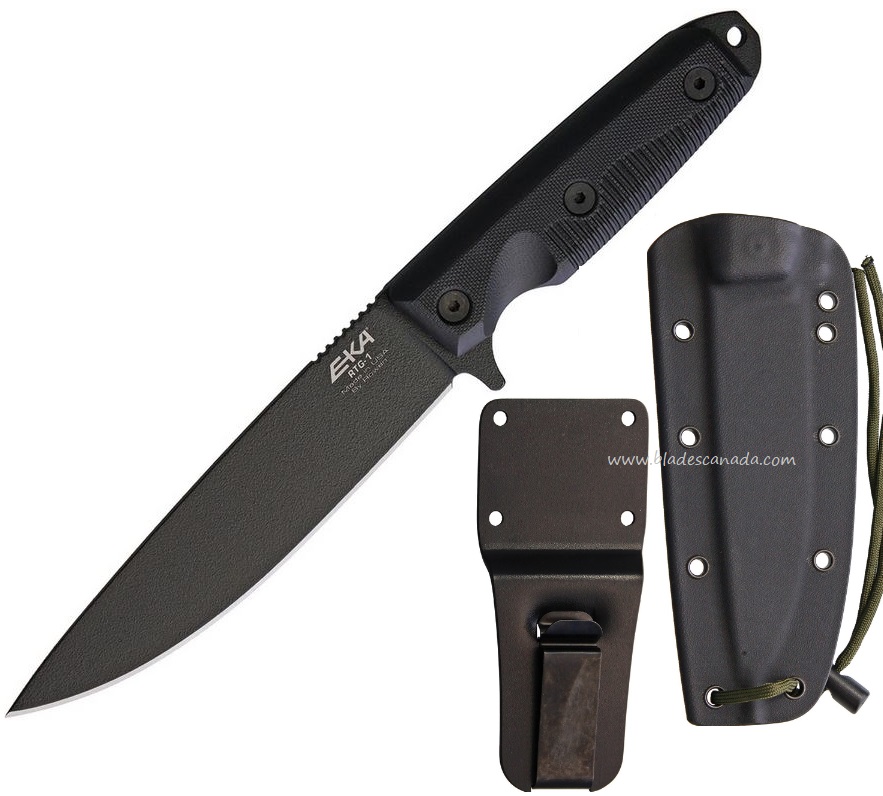 EKA Knives RTG-1, 1095HC Steel, Black G10 Handle, Kydex Sheath, EKA50010