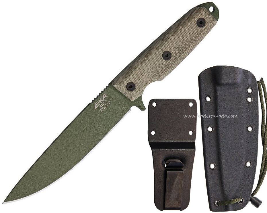 Eka Knives RTG-1 Green Micarta, OD 1095HC Blade, Kydex Sheath, EKA50180