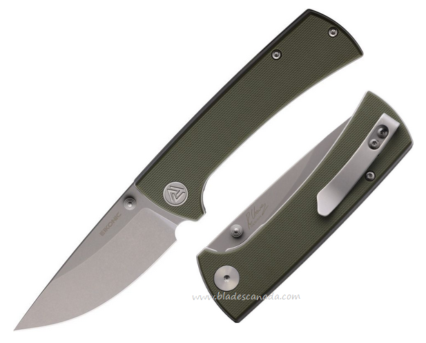 Eikonic RCK9 Folding Knife, D2 Stonewash, G10 OD Green, EKC100SGN