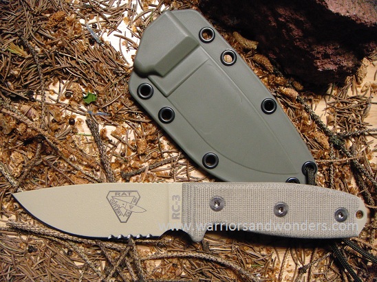 ESEE 3SM-DT Fixed Blade Knife, 1095 Carbon, Micarta Rounded Pommel, Nylon Green Sheath