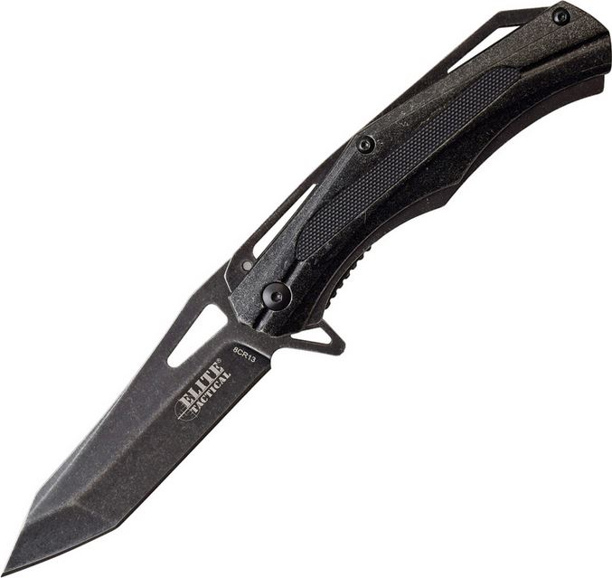 Elite Tactical Stonewash Flipper Folding Knife, ET1026SW