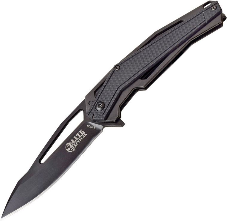 Elite Tactical ETFDR003BK Flipper Folding Knife, G10 Black