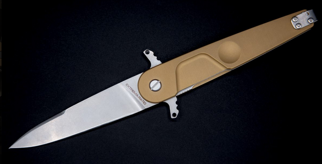 Extrema Ratio BD2 Lucky Flipper Folding Knife, N690 Black, Aluminum Desert