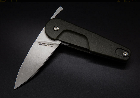 Extrema Ratio BD0 R Flipper Folding Knife, N690 Stonewash, Nylon Ranger Green Handle