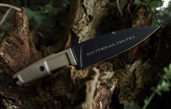 Extrema Ratio Shrapnel One Fixed Blade Knife, N690 Black, Forprene Handle