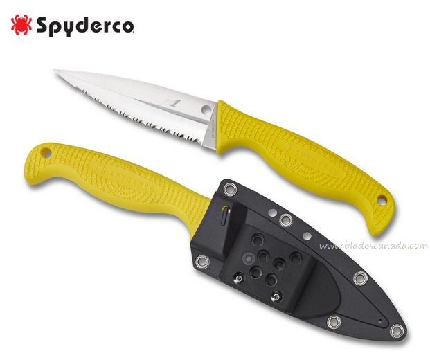 Spyderco Fish Hunter Fixed Blade Knife, H1 Serrated Blade, FB40SYL