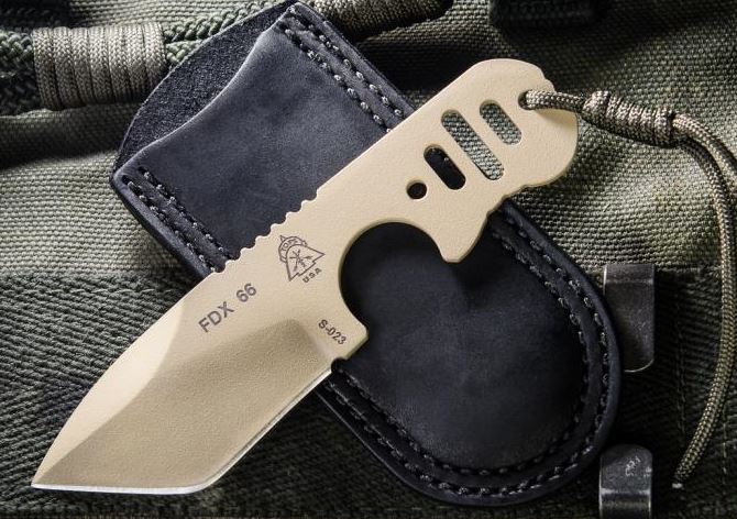 TOPS FDX 66 Fixed Blade Knife, 1095 Carbon, Leather Sheath, FDX66