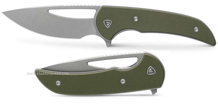 Ferrum Forge Mini Archbishop Flipper Folding Knife, Nitro V Steel, Green G10, FF004VG
