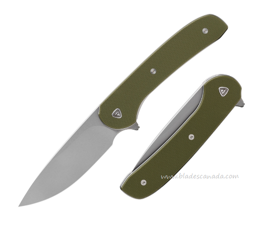 Ferrum Forge Gent 2.0 Flipper Folding Knife, Drop Point SW, G10 Green, FF009G