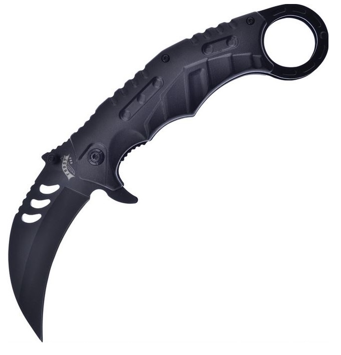 Frost Cutlery Karambit Folding Knife, Black Stainless Steel, Assisted Opening, FFC125B