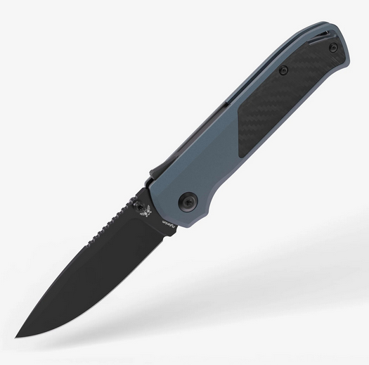Flytanium Arcade Shark Lock Folding Knife, S35VN Black, Aluminum Slate Blue/Carbon Fiber, FLY1308