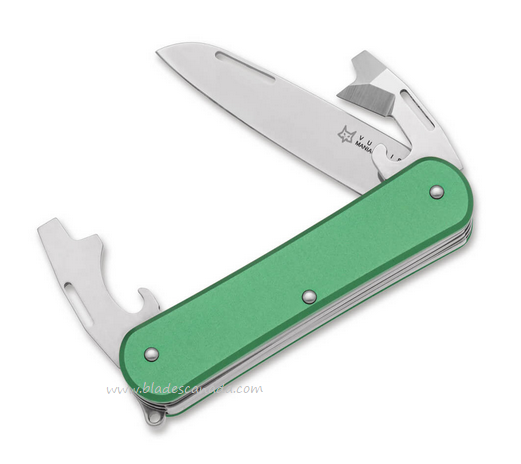 Fox Italy Vulpis Slipjoint Multitool Knife, N690, Aluminum Green, VP130-3 OD
