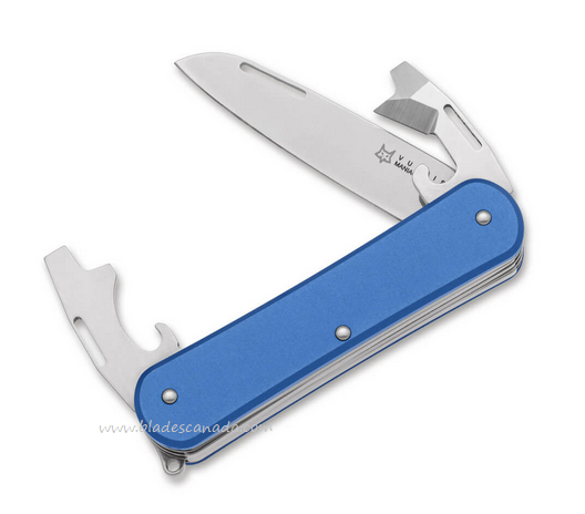 Fox Italy Vulpis Slipjoint Multitool Knife, N690, Aluminum Sky Blue, VP130-3 SB